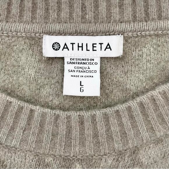 Athleta Textured Hawthorn Merino Leopard Sahara Bluff Grey Sweater - Picture 7 of 8